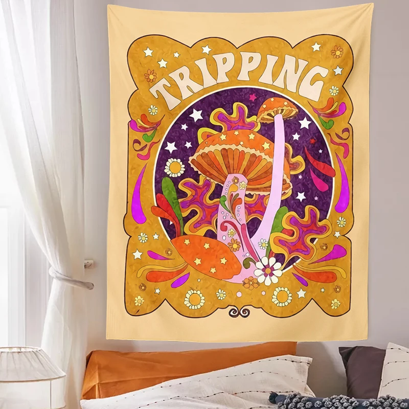 Ретро 70s 60s гобелен с изображением Гриба винтажный гриб психоделический триппинг