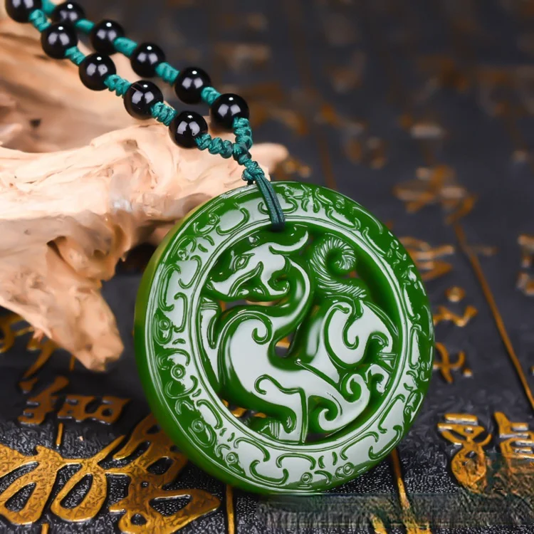

Natural Green Animal Jade Pendants Hand Carved Jadeite Pendant Fine Necklace for Women Men Fashion Jewelry Chain Accessories