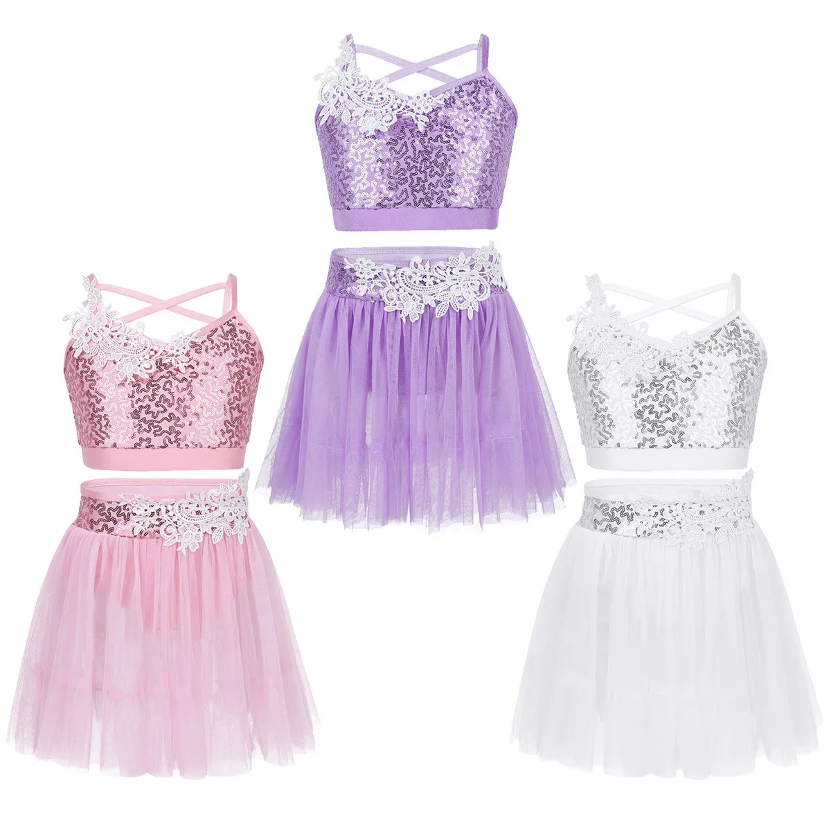 Детские топы с блестками для девочек гимнастическое трико Тюлевая пачка