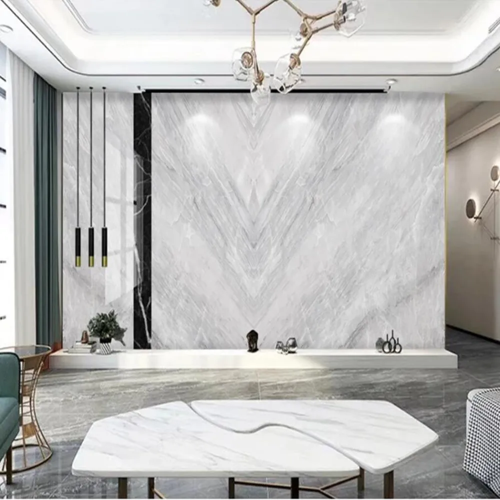 Большие настенные 3d обои Milofi на заказ простой серый мраморный фон для телевизора