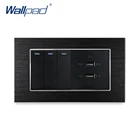 3-х клавишный 2-ходовой переключатель с 2 USB-зарядными устройствами Wallpad, роскошная настенная розетка, атласная металлическая панель, 146*86 мм, 5 В, мА