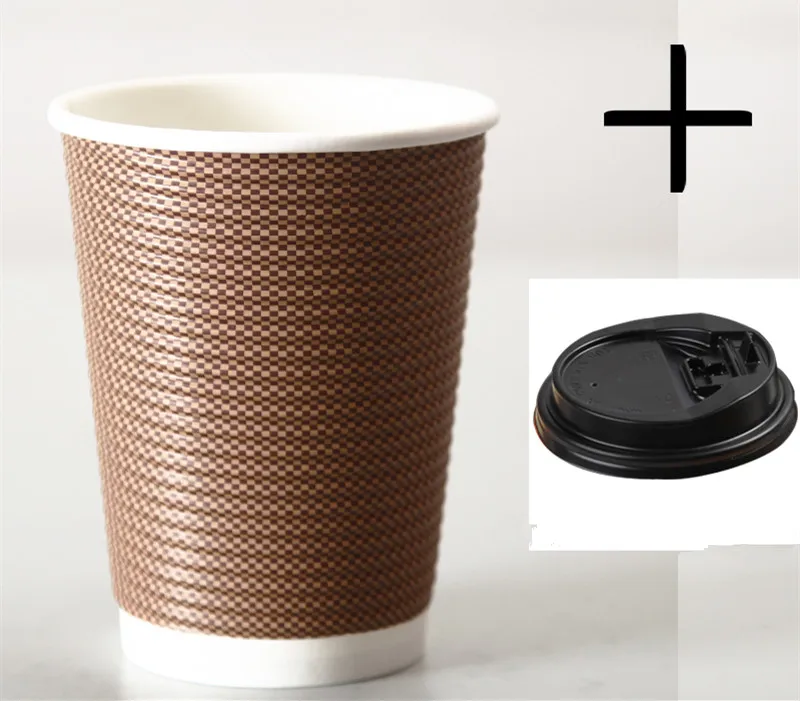 cup and lid 50 шт Высокое качество двойной слой холодной горячий напиток бумажные стаканчики 8 унций/14 унций/16 унций одноразовые кофейные чашки на вынос упаковочная чашка с крышкой - Цвет: cup and lid