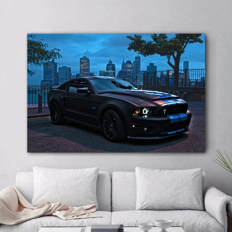 Ford Mustang городской пейзаж постеры на глубине поля холст с принтом домашний декор