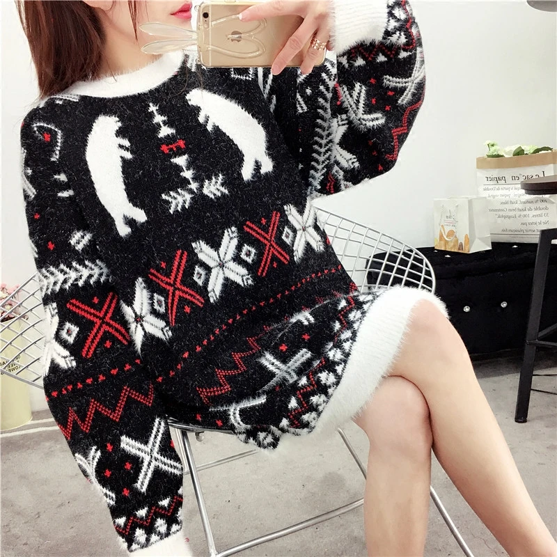 

Winter Warm New Women Long Sweaters Section Net Red Women's Christmas Sweaters Hooded Pullovers Wind Winter Christmas Coats