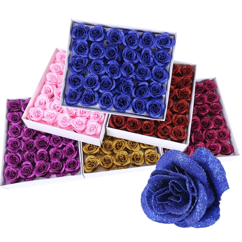 30 шт./компл. Блестящие розы искусственные головки цветов реальные сенсорные