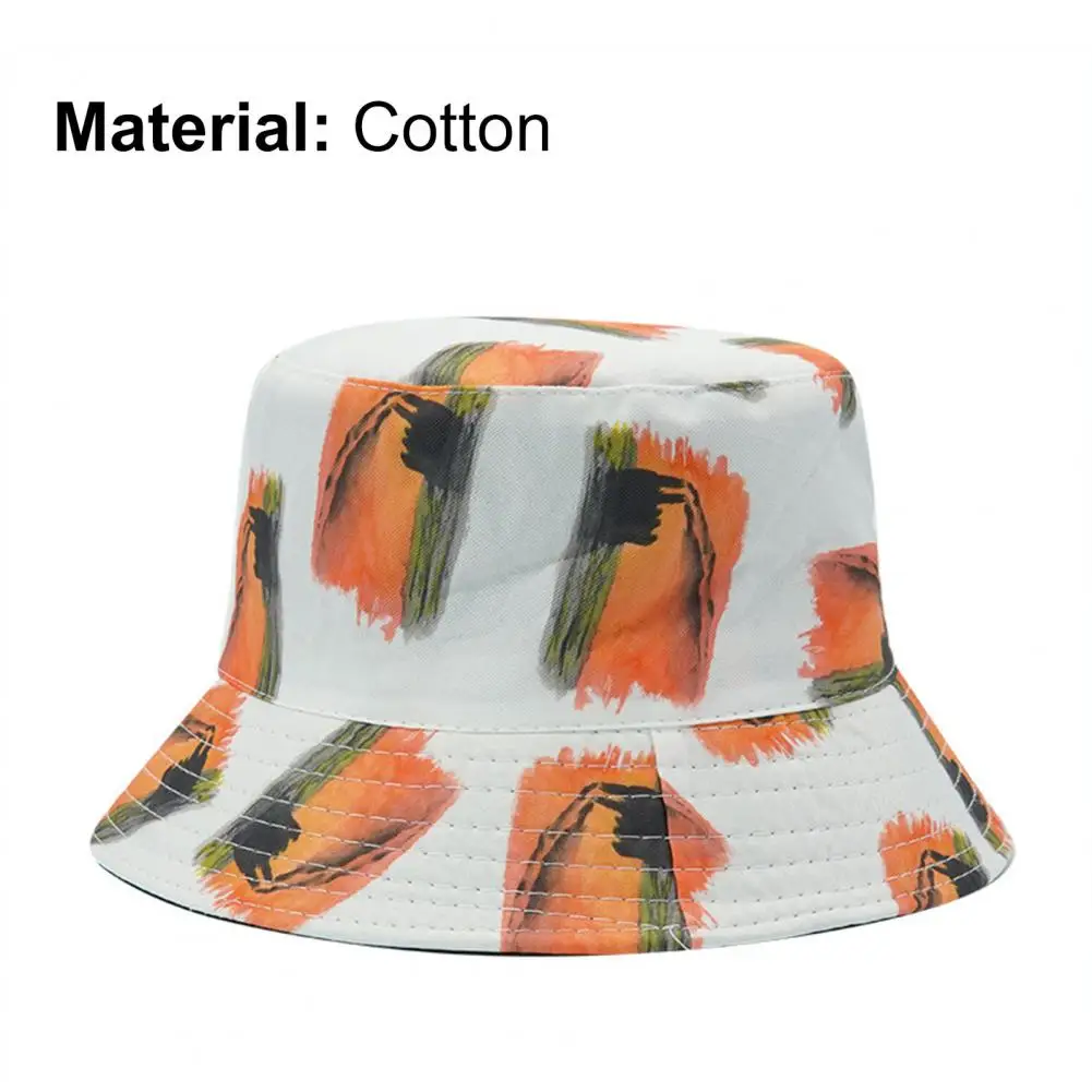 

Fisherman Hat Skin-friendly Printing Sunshade Double Sided Wide Brim Bucket Hat Fisherman Hat Fashion Accessories for Outdoor