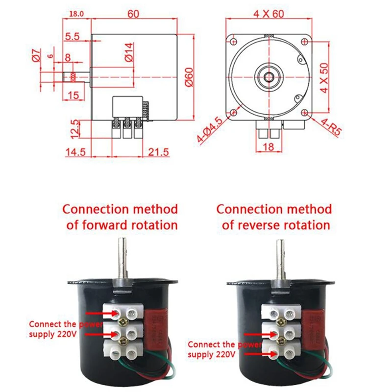 

60KTYZ Claw Pole Permanent Magnet Synchronous Motor AC220V 14W 50Hz Mini Gear Motor Low Speed 2.5R/Min