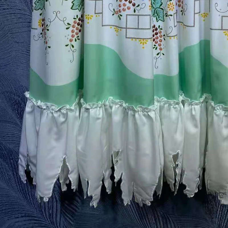

SEQINYY Elegant White Dress Summer Spring New Fashion Design Women High Quality Beading Runway Flowers Print Midi