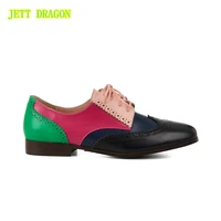 jett dragon women oxford flat spring shoes for woman genuine leather summer vintage laces loafers casual springautumn shoses 40