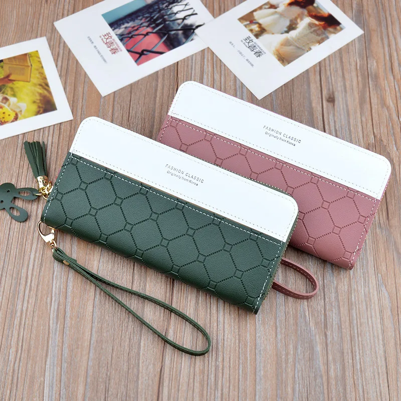 

Fashion Long Pu Leather Women Wallet Plaid Tassel Wallets for Woman Wallet Purse Clutch Credit Card Holder Women's Wallet