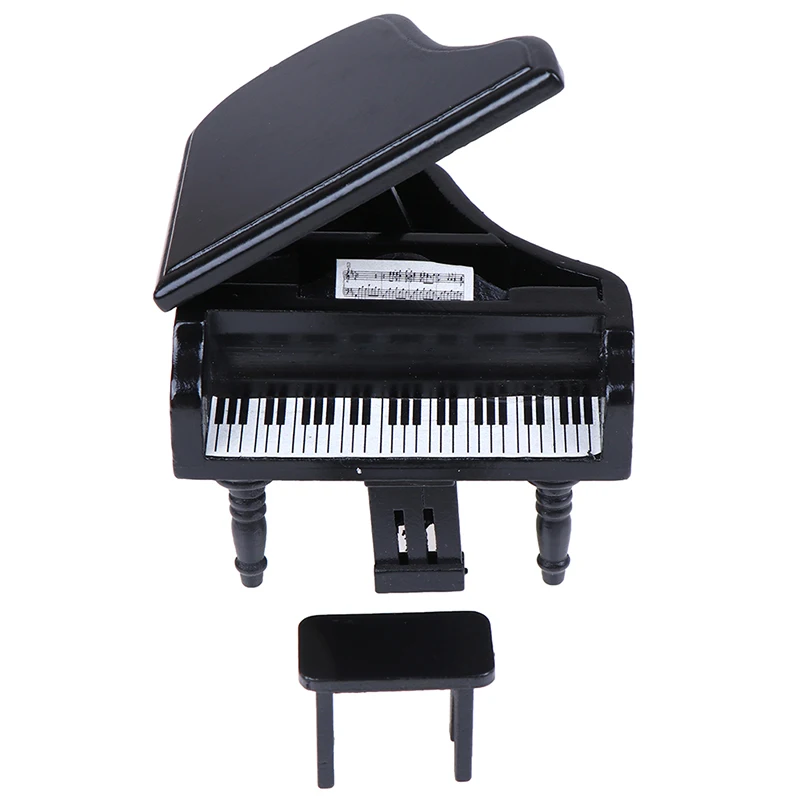 1/12 миниатюрное Деревянное пианино для кукольного домика с табуретом модель