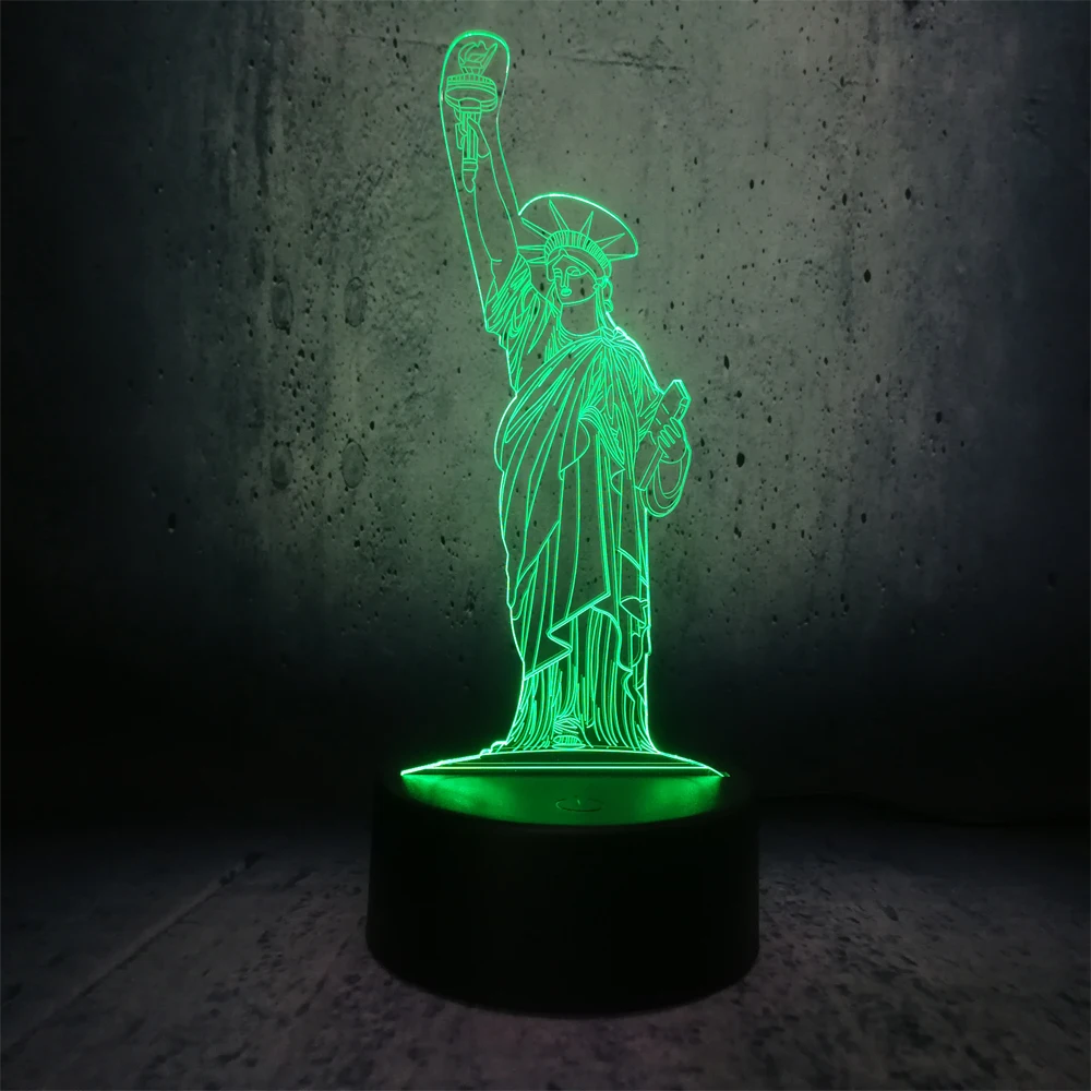 Новая Статуя Свободы 3D USB Светодиодная лампа красочное изменение факел сенсорный