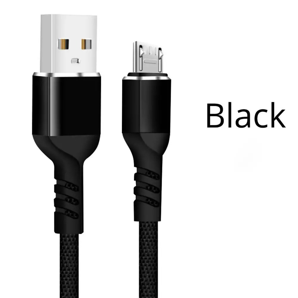 ANKNDO Micro USB кабель Quick Charge 3A Android тканевый плетеный кабель для передачи данных 1 м 2 м USB ЗУ для мобильного телефона Быстрая зарядка мягкий провод - Цвет: Black USB Cable