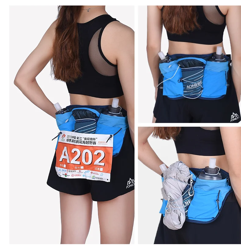 AONIJIE New W8104 Outdoor Sports Lightweight Waist Bag Belt Hydration Fanny Pack Double Water Tanks for Running Jogging Fitness