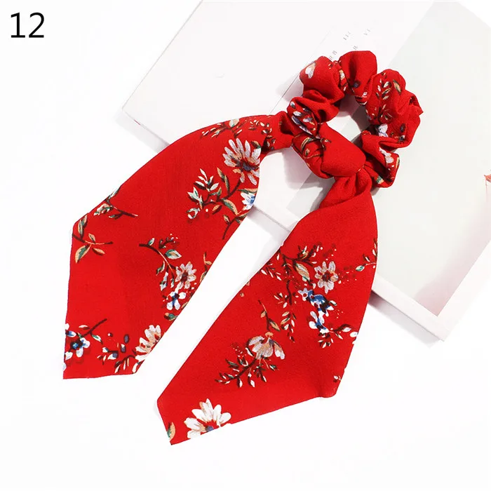 Hot Sale-12 Элегантные цветочные леопардовые резинки, бантики для волос для девочек, женский шарф для волос, резинки для волос, эластичные ленты для волос, аксессуары для волос - Цвет: Hot Sale-12