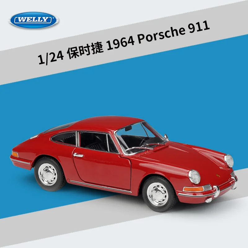 

Модель спортивного автомобиля Welly 1:24 1964 Porsche 911, литье под давлением, модель автомобиля из сплава, украшения, коллекция детских игрушек