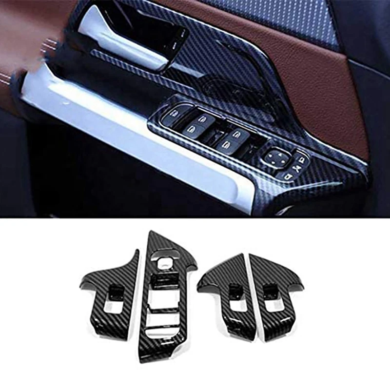 

2 Set Car Accessories: 1 Set Car Window Lift Armrest Switch & 1 Set Car Door Armrest Panel Covers Stickers