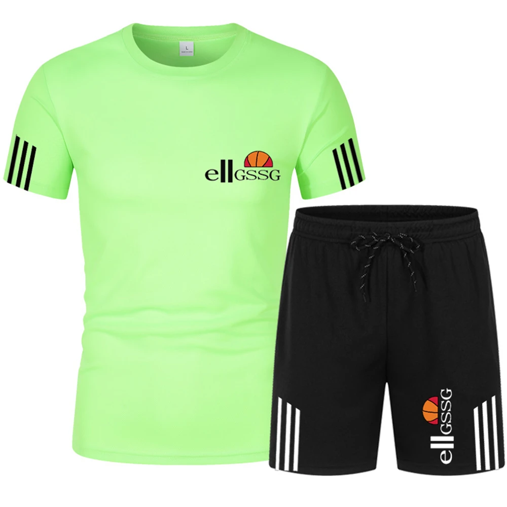 

Fashion Brand T-Shirt Shorts Set Men's Summer 2PC Sportsuit + Shorts Set Beach Men's Casual T-Shirt Set Sportsuit S-4XL