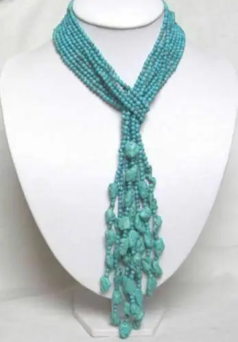 

50" 4MM Beautiful 4 Rows Turquoise Necklace