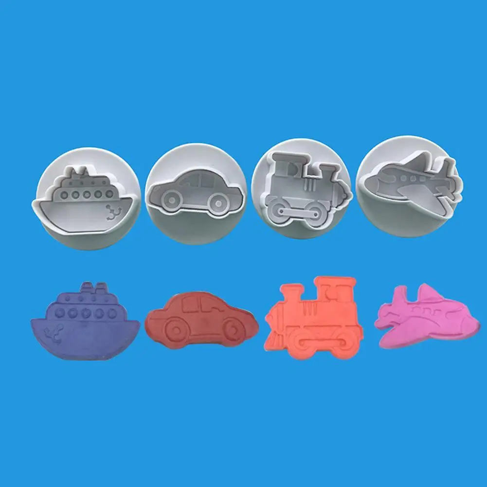 4 шт./компл. самолет автомобиль пароход Форма Пластик бисквит Фондант формы с