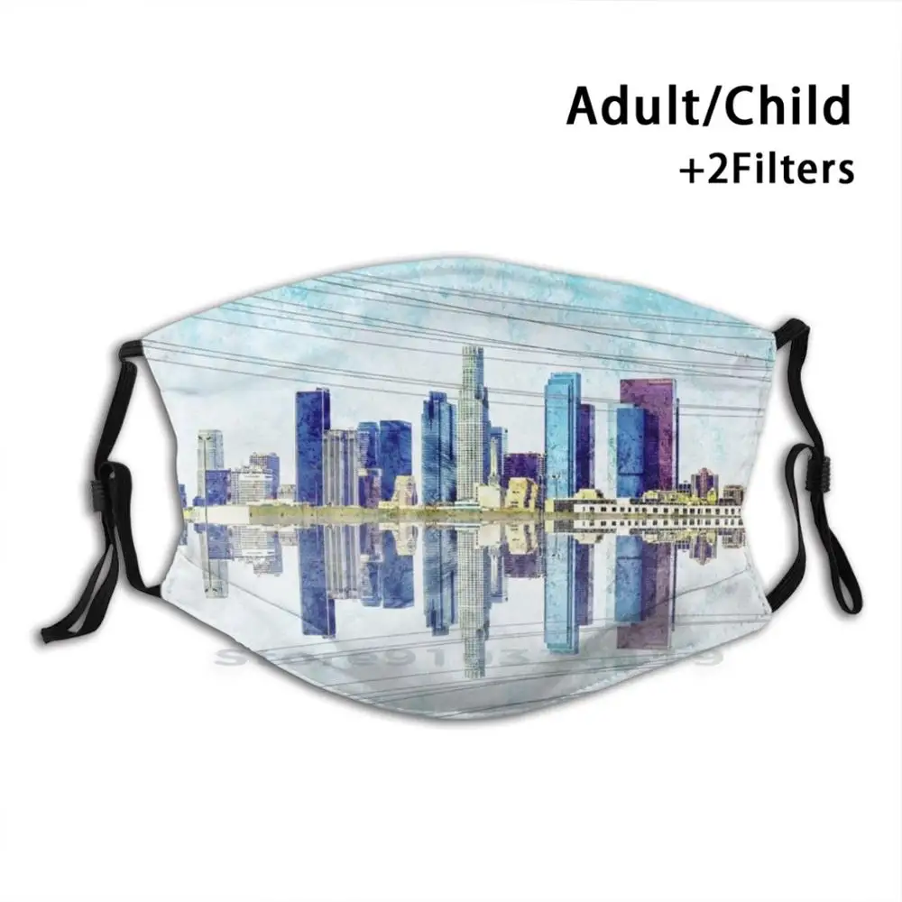 

Многоразовая маска Los Angeles Skyline с принтом, фильтрующая маска для лица Pm2.5, для детей, с изображением города Лос-Анджелеса, городского пейзажа, ...