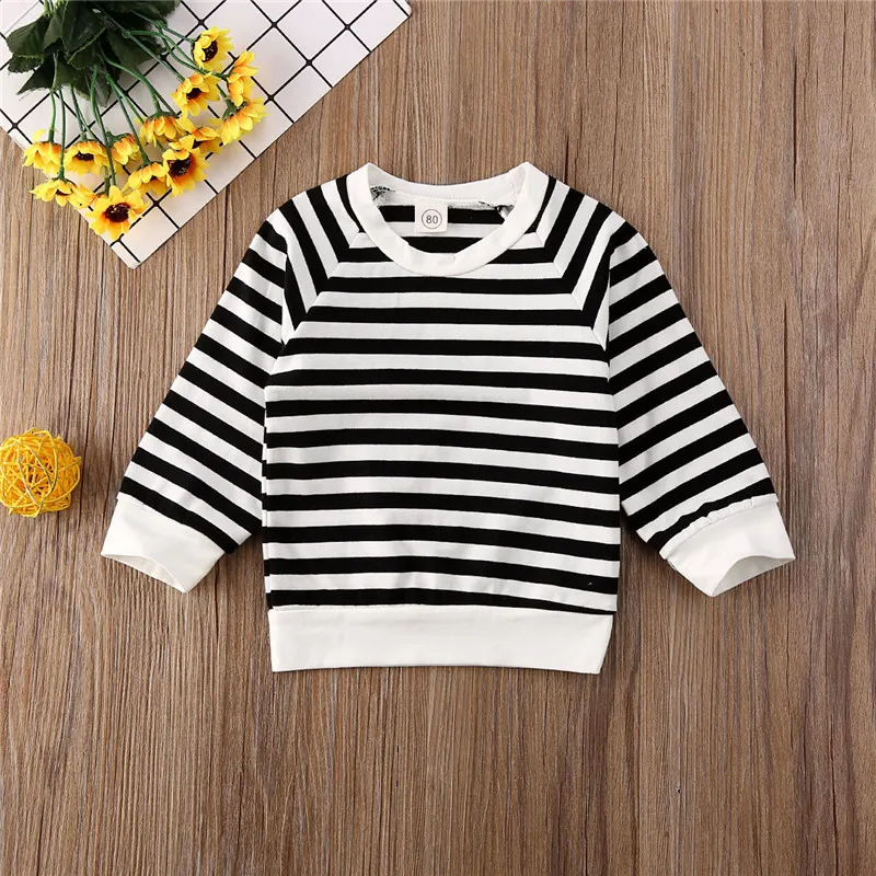 Повседневная хлопковая Детская толстовка Pudcoco в полоску пуловер с длинным