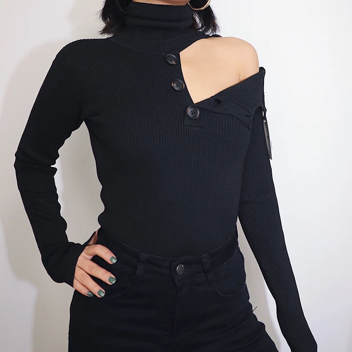 2019 new fashion casual women's clothing Sweater Women's Autumn Sleeve Slim Sexy High Collar Long | Женская одежда