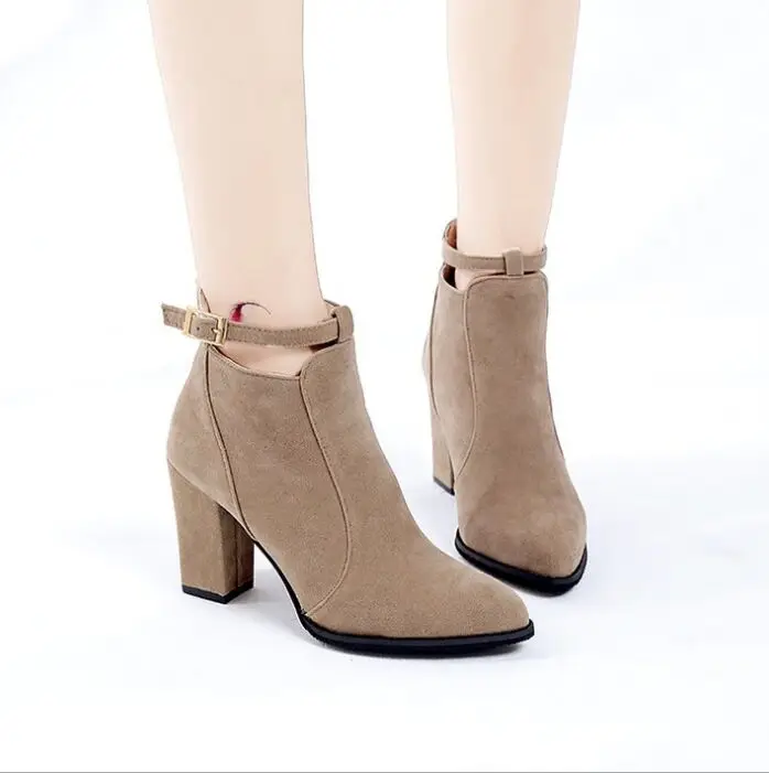 Лидер продаж Женские ботинки Сезон зима-осень Женская обувь на высоком каблуке 8 5