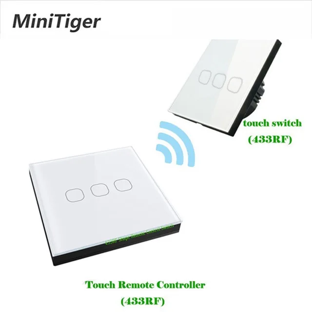 Minitiger стандарт ЕС 1 банда 2 способ 433 Мгц дистанционный сенсорный выключатель и