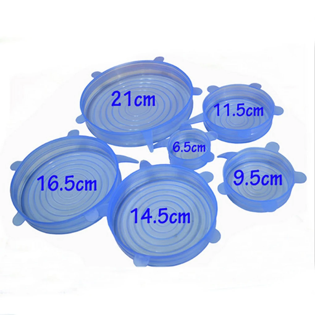 

6Pcs/set Reusable Fresh Keeping Wrap Silicone Extend Suction Lid-bowl Pan Food Cover Cooking Pan Spill Lids Silicone Fresh Keep