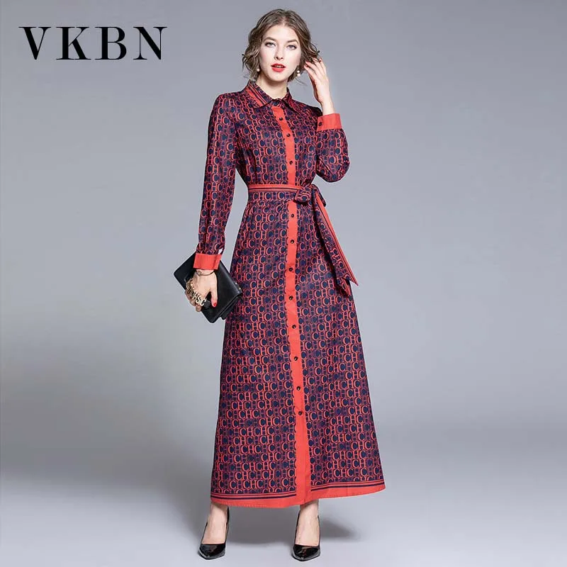 Picture VKBN, летние длинные платья, женские вечерние платья с высокой талией, вечерние платья с поясом и длинным рукавом, элегантное платье Vestidos De Fiesta - Цвет: Picture