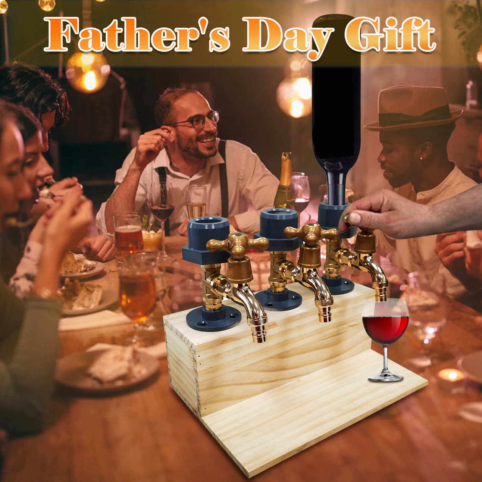 

Wine Rack Whiskey Wood Dispenser Fathers Day Liquor Alcohol Whiskey Wood Dispenser Faucet Wine Stopper & Pours Father's Day Gift