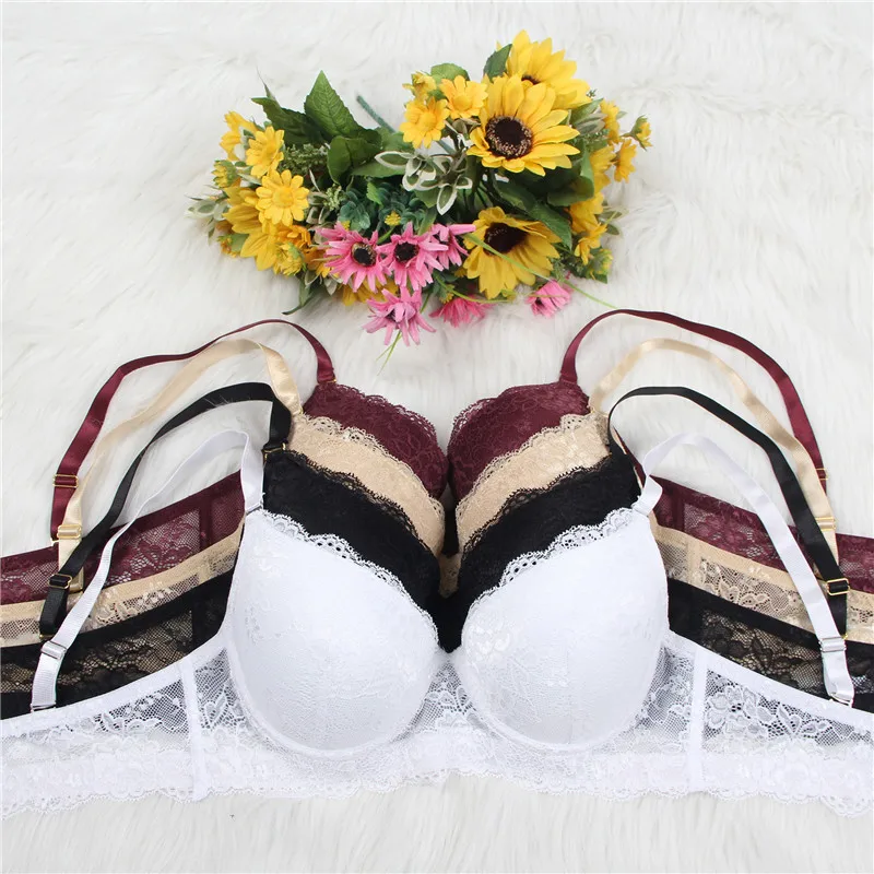 Женский кружевной бюстгальтер с регулируемыми бретелями на косточках большого