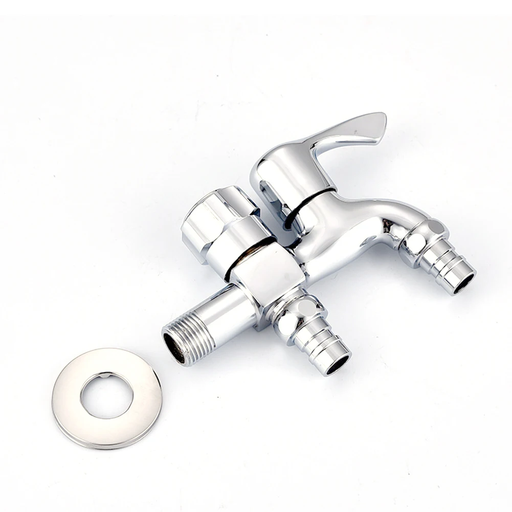 

Double Valve Faucet Durable Brass Manual Adjustable Faucet One In and Two Out Garden Household Kitchen Faucet