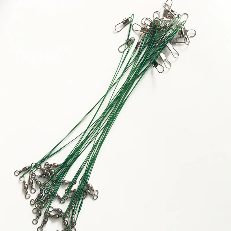 30 PCS Anti Bite Steel Fishing Line Steel Wire Leader With Swivel Fishing Accessory Lead Core Leash Fishing Wire 15/20/24/30CM