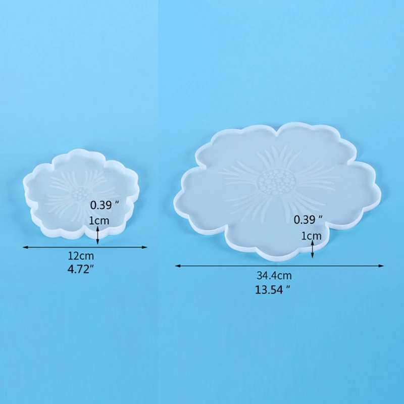 

2Pcs Large Silicone Flower Coaster Tray Plate Resin Casting Molds Kit Resin Coaster Molds Agate Coaster Molds Crafts