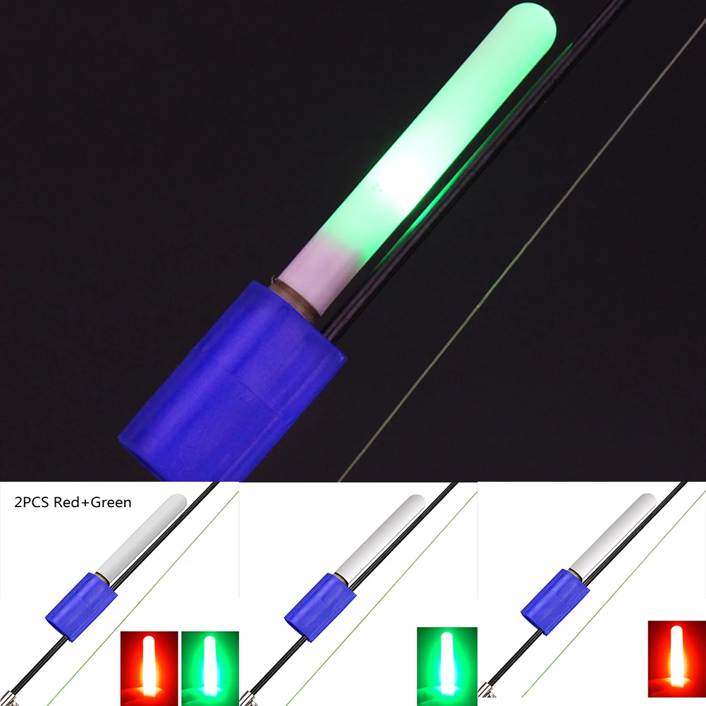 1/2PC LED Glow Night Fishing Stick Lights Rod Tip Clip Fishing Lightstick Bite Alarm Shake Detect Light сигнализатор поклёвки