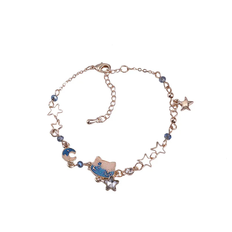 

2020 New Sweet Small Star Moon Planet Bracelet Cute Cat's Bracelets Jewelry for Girl Women Gilfts Wholesale