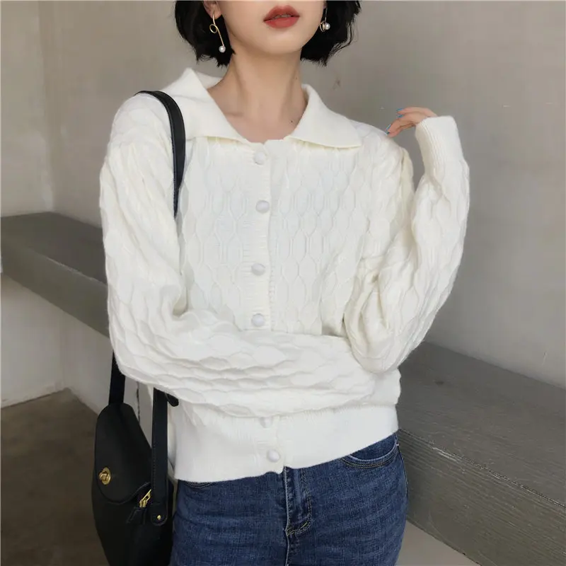 

HziriP 2020 Elegant Chic Women Brief Soft Sweet High Waist Students Cardigans Office Lady Delicacy Knitted Women Short Sweater