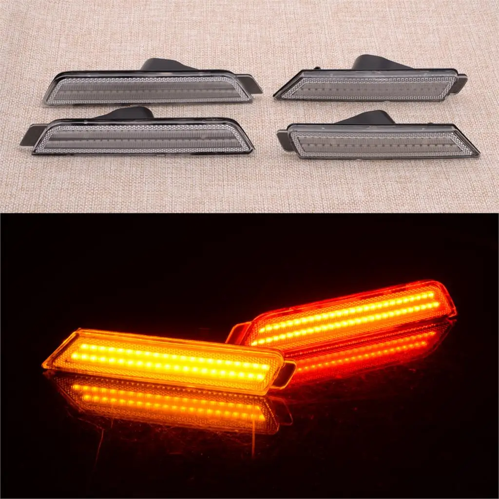 

4pcs Car Front Rear Side Marker Light Turn Signal Lamp LED Clear Lens 12V 5W Fit for Chevy Camaro 2015 2014 2013 2012 2011 2010