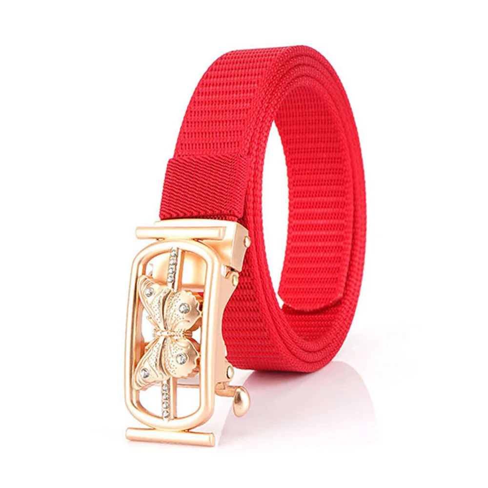 CANTIK Unique Butterfly Pattern Automatic Buckle Good Quality Ladies Nylon & Canvas Belts Clothing Accessories for Women CBCA299