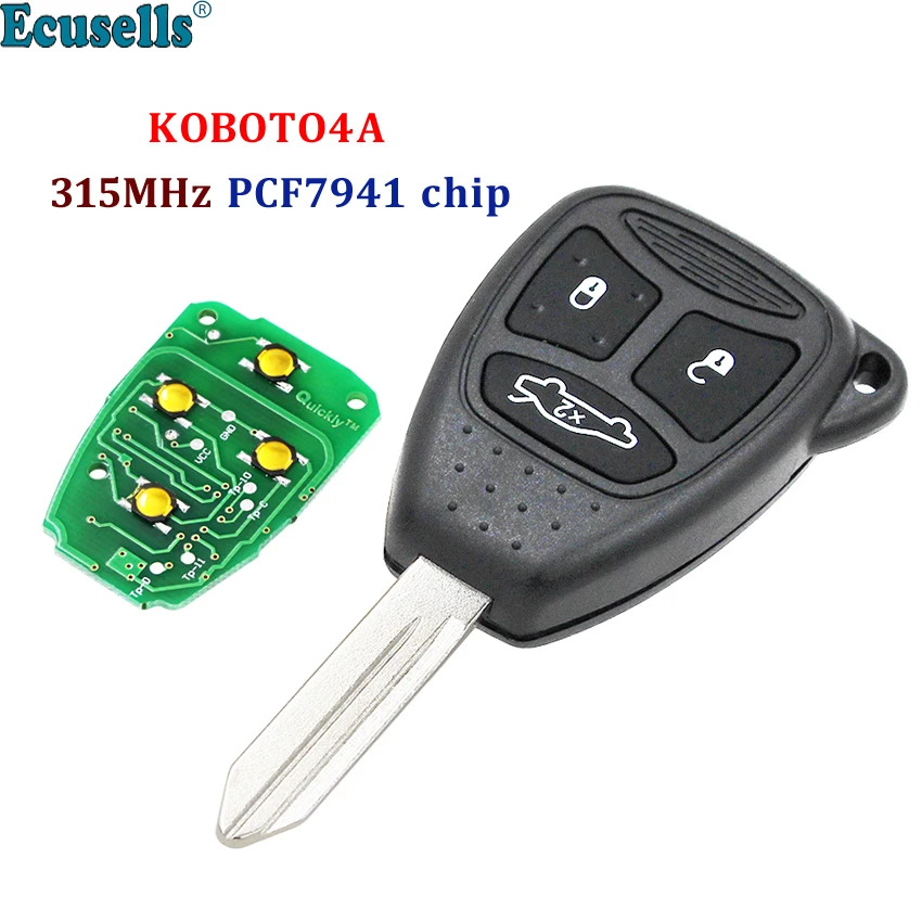 

Новый Сменный 3-кнопочный пульт дистанционного управления для автомобиля Chrysler для Jeep 315 МГц PCF7941 чип KOBOTO4A большая кнопка