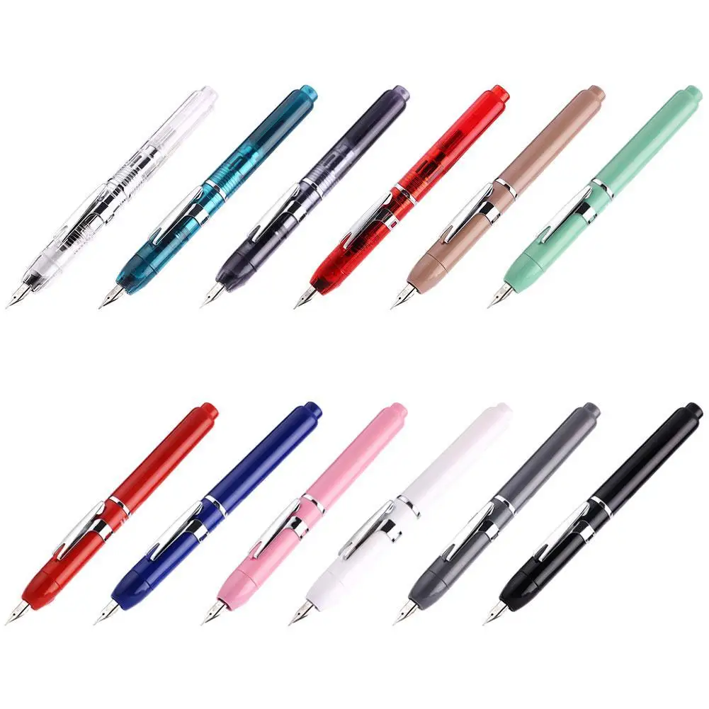 

Press-Type Fountain Pen Plastic Ink Pen Ef/F Nib Converter Filler Students Stationery Writing Color Fountain Pens Office Supplie