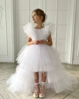 white puffy flower girl dresses for wedding party princess high low style birthday dress pageant gown