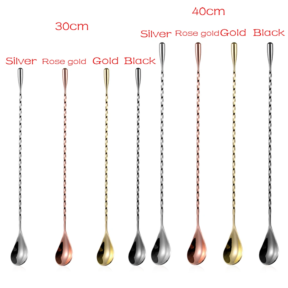 

1Pc Long Handle Stainless Steel Spiral Cocktail Spoons Teadrop Scoops Bartender Stirring Tools Kitchen Supplies Accessories 2021