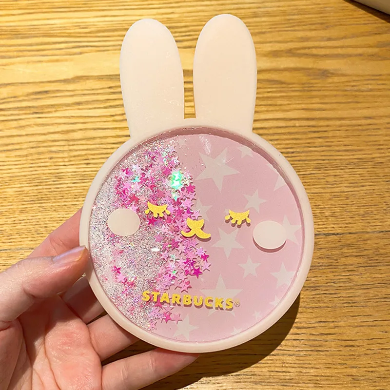 

Cute Coasters Rabbit Romantic Cherry Blossom Season Ocean Quicksand Silicone Water Cup Mug Placemat Table Pad Leakproof Holder