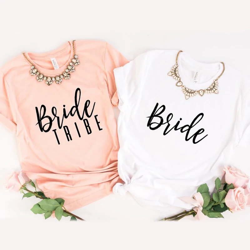 Женские рубашки Bride Tribe футболка для девичника подружки невесты свадебной