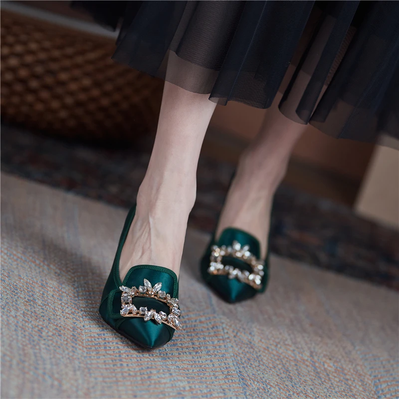 

VERCONAS Mature Fashion Women Pumps Spring Summer Office Lady Party Shoes Woman New Rhinestone Pointed Toe High Heels Classic