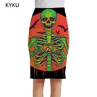 Женская юбка-карандаш KYKU, летняя повседневная юбка с рисунком скелета