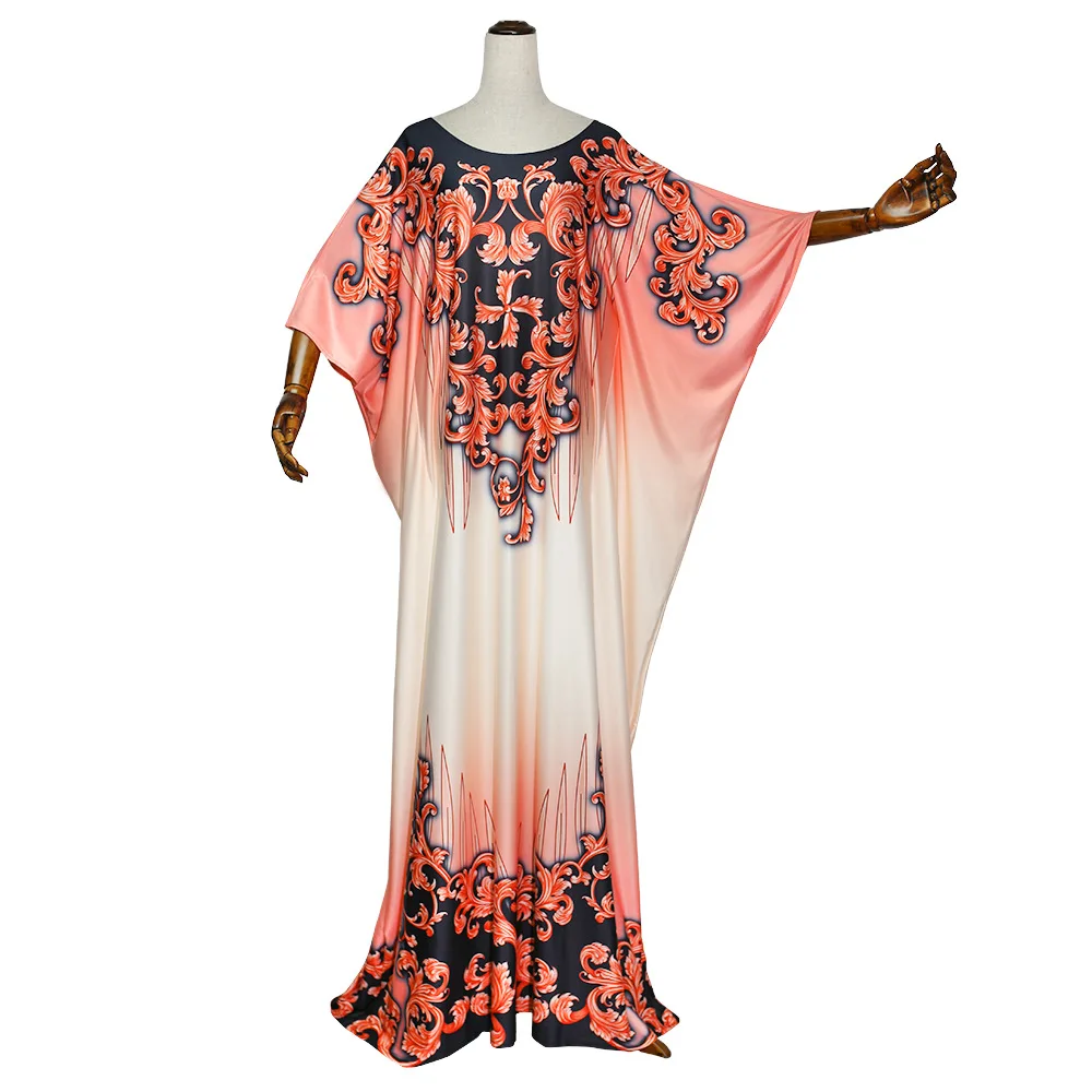 

India Muslim Dress Women Batwing Sleeve Maxi Print Bazin Africa Islamic Clothing Robe Moroccan Kaftan Party Evening Vestidos